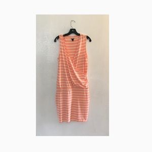 Coral Stripe Ann Taylor Surplice Dress